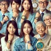 A diverse group of people from different age groups showcasing luxury wristwatches. The image includes Japanese individuals of various ages, from young adults to seniors, all enjoying their high-end watches. The focus is on the wide appeal of luxury watches across generations, without visible brand logos.