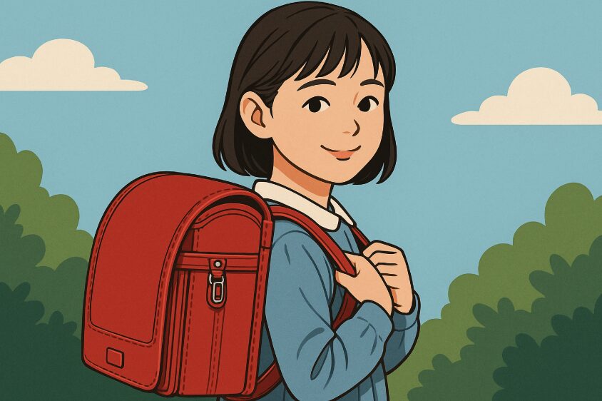 赤いランドセルを背負った女の子
